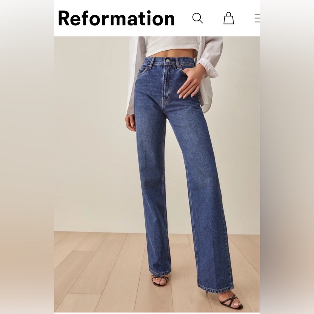 Reformation Wilder High Rise Wide Leg Cropped Jeans
